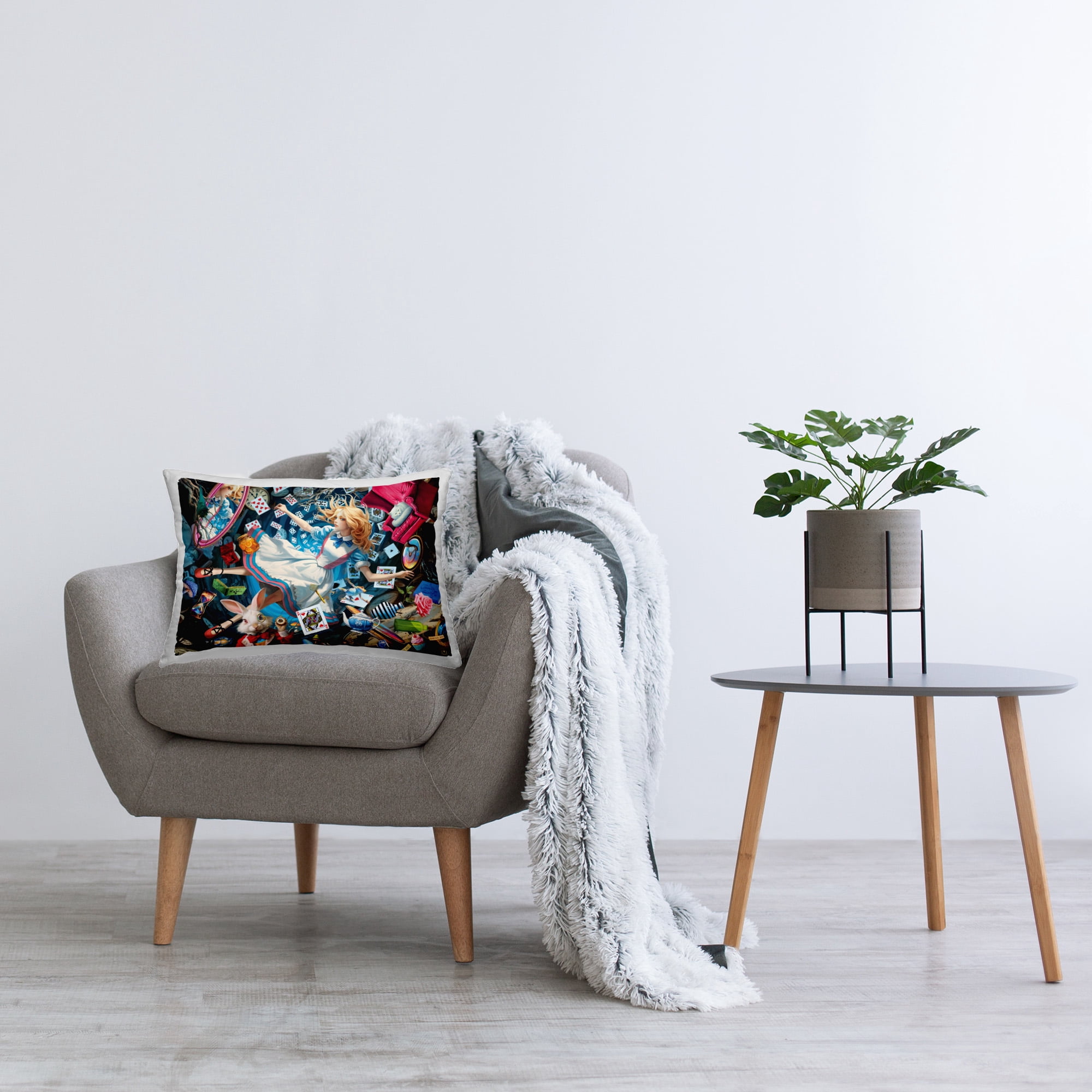 Stupell Industries Storybook Girl & Rabbit Decorative Printed Throw Pillow Design by Michael David Ward