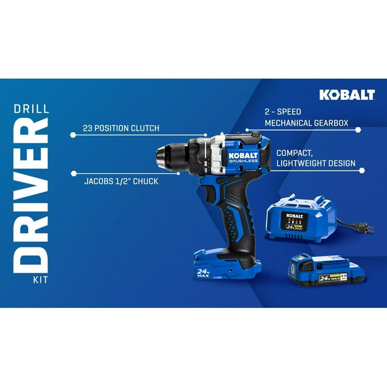 Brushless Drill Kobalt Power Drill Set Kobalt Kobalt 24-volt 1/2