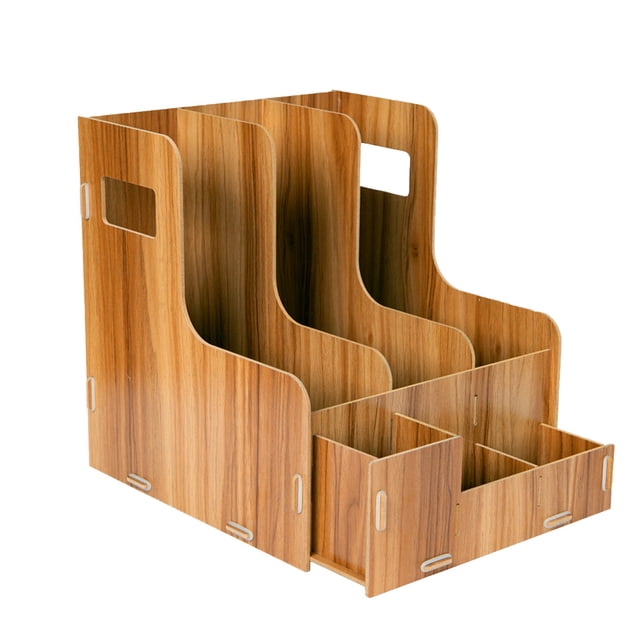 GOOHOCHY Organizador de libros de madera, estante de almacenamiento de escritorio, estante para archivos de libros de estudio y oficina