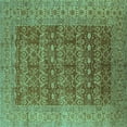 thumbnail image 1 of Ahgly Company Indoor Square Oriental Turquoise Blue Industrial Area Rugs, 7' Square, 1 of 4