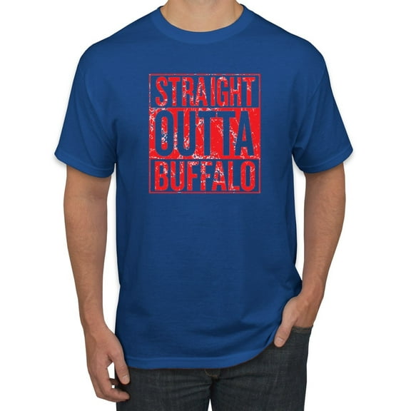 Straight Outta Buffalo BUF Fan | Fantasy Football | Mens Sports Graphic T-Shirt, Royal, Small