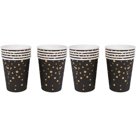 jojofuny 20 PCS Black Paper Cups for Carnival Parties and Family Gatherings