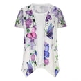 thumbnail image 3 of ICHUANYI Clearance Women's Summer Fashion Flower Print Short Sleeve Top T-shirt(Purple, L) ICHUANYI WER2023080903448, 3 of 5