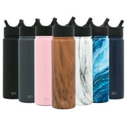 Simple Modern 22 oz Summit Water Bottle with Straw Lid - Gifts for Hydro Vacuum Insulated Tumbler Flask Double Wall Liter - 18/8 Stainless Steel Pattern: Wood Grain