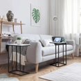thumbnail image 5 of C Shaped Side Table Set of 2, Marble End Table for Sofa and Bed, Couch Table That Slide Under, Snack Side Table for Living Room, Bedroom or Small Spaces, White and Black, 5 of 17
