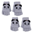thumbnail image 1 of 2 guantes de lana con solapa de medio dedo de panda, de punto de felpa, resistentes al frío, gruesos, 746, 1 of 5