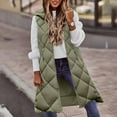 thumbnail image 6 of MRULIC cardigan for women Women's Long Winter Coat Vest With Hood Sleeveless Warm Down Coat With Pockets Quilted Vest Down Jacket Quilted Outdoor Jacket Women's Cardigan Army Green + XXL, 6 of 9