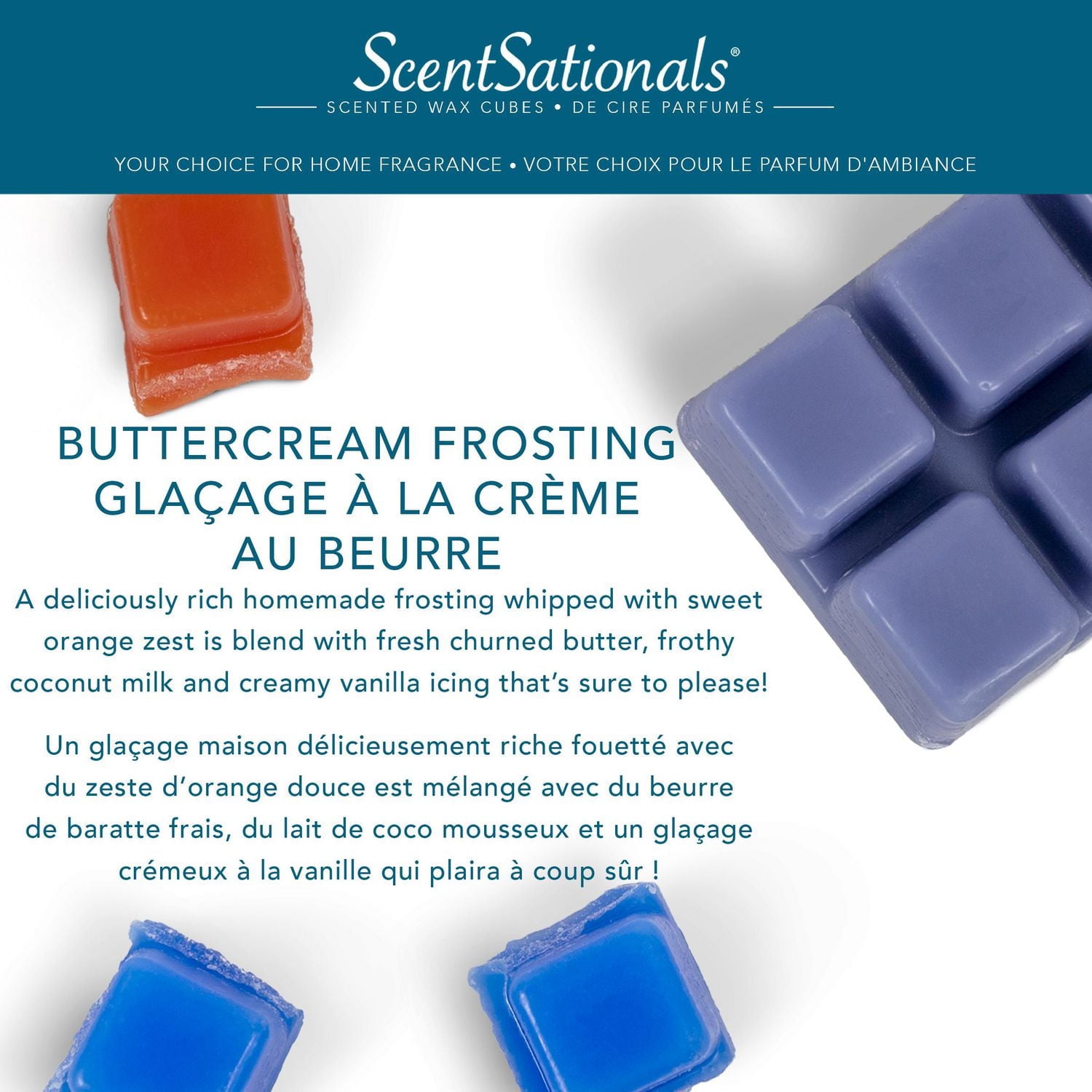 Cubes de cire parfumée ScentSationals - Glaçage à la crème au beurre 2,5 fois (70,9 g)
