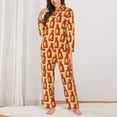 thumbnail image 2 of Saiise Hot Chili Print Women Soft Pajama Sets,Long Sleeve Sleepwear Button Up 2-Piece Pjs Lounge Sets-XX-Large, 2 of 7