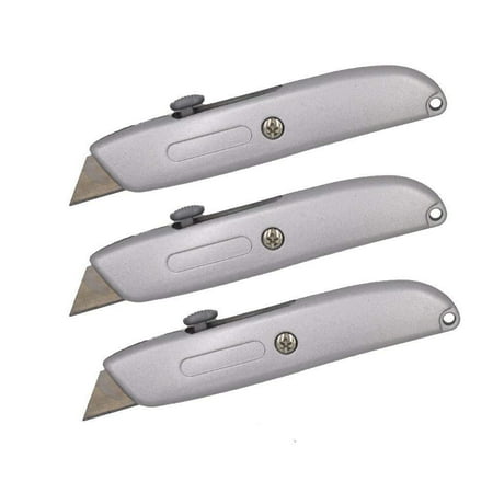 - Wideskall® Heavy Duty Box Cutter Retractable Blade Metal Utility Knife (Pack of 3)
