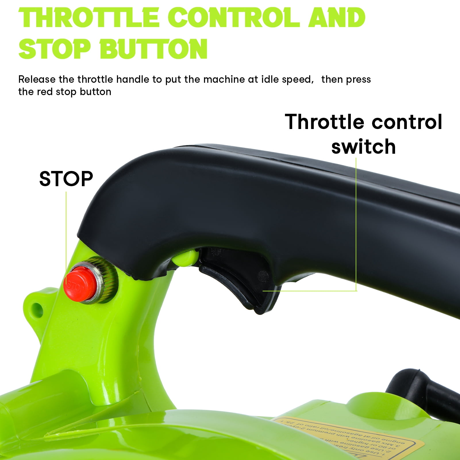 Fairnull Leaf Blower,26CC Gas Handheld Snow Blower, 180MPH, 380CFM, 2-Stock,Green