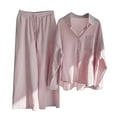 thumbnail image 1 of Conjunto informal de camisa retro de algodón con botones y pantalones cortos holgados de cintura alta con bolsillos para mujer - Conjunto de dos piezas para primavera/verano, 1 of 4