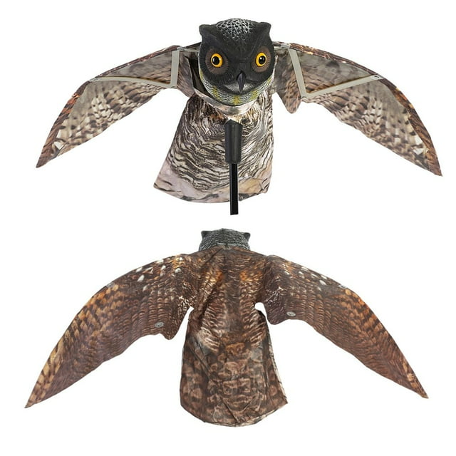 Búho Merodeador Con Ala Móvil Jardín Espantapájaros Señuelo Plagas Cergrey Predator Decoy