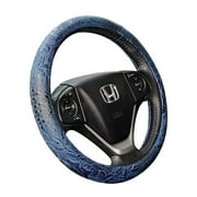 ZYHW Car Steering Wheel SE33Cover Universal 15 Inch Middle Size Auto Anti-Slip Leather Wheel Protector with Flower Grain Design Blue Style