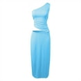 thumbnail image 3 of Women's 2025 Summer Two Piece Skirt Set One Shoulder Sleeveless Ruched Bodycon Maxi Skirts, 3 of 4