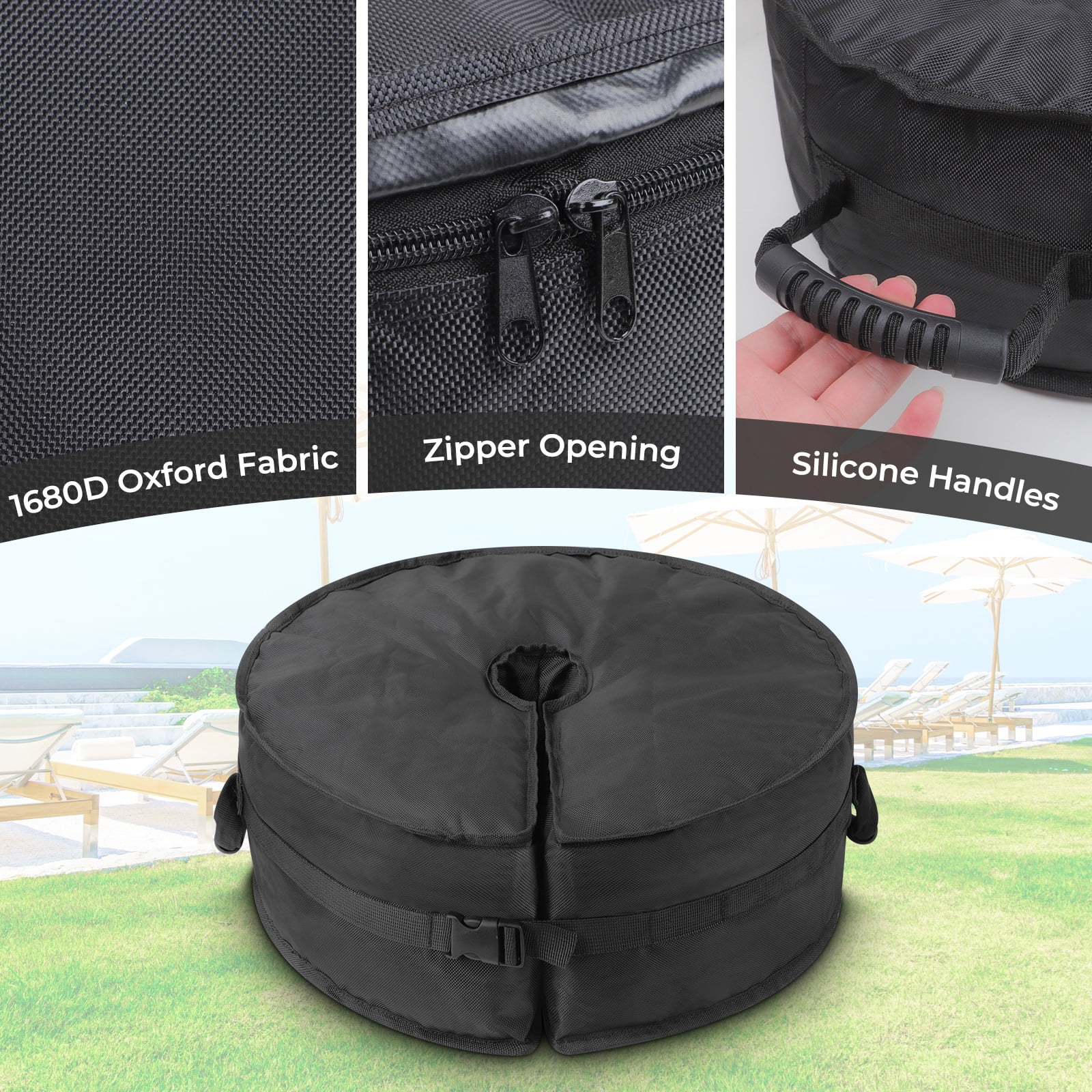 18" Round Umbrella Base Weight Sandbag, Heavy-Duty Sandbags, Fillable Sand Bags with Side-Slot Opening for Weight Fits Offset, Cantilever & Outdoor Patio Outdoor Garden Parasol Stand (Without Sand)