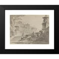thumbnail image 2 of Pierre Lelu 18x14 Black Modern Framed Museum Art Print Titled - Fantasy on the Villa Medici with Fountains (C. 1768), 2 of 5