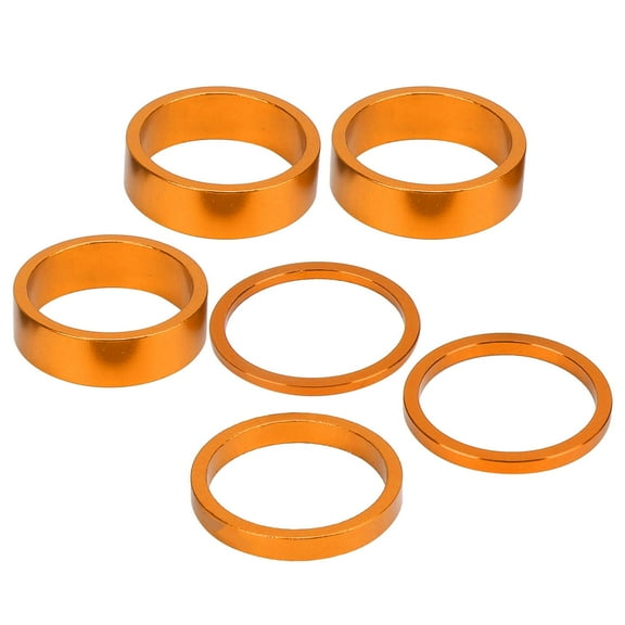 6Pcs Bicycle Headset Spacer Aluminium Alloy Bike Handlebar Stem Spacers Threadless for MTB Mountain Road Bikes Cycling (Gold)