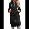 thumbnail image 3 of Sudadera con Capucha y Cremallera para Mujer, Chaqueta Informal de Larga para Otoño, Chaquetas Largas de Otoño con Bolsillos, Túnica Negro M, 3 of 9