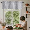 thumbnail image 5 of Moroccan Pattern Window Valance Curtain Geometric Trellis Grey Rod Pocket Short Curtain for Living Room, Bedroom & Kitchen Window Decor 60x18in, 5 of 8