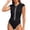 Black Swimsuit for women, variant on Womens One Piece Swimwear Solid Textured Fabric Front Zipper Cap Sleeve Contrast Trim Casual Sporty Moderate Coverage Bathing Wear For Surfing Beach Resort Summer Vacation Daily Outdoor Use
