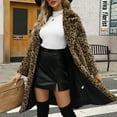 thumbnail image 6 of Yucgh Women's Winter Fashion Casual Lapel Leopard Print Plush Long Coat, Elegant and Warm Overcoat for Cold Seasons, Fashionable Design,L, 6 of 7