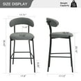 thumbnail image 6 of 26" Counter Height Stools Teddy Fabric Cover Kitchen Island Stool with Black Powder Coating Base and Footrest (Grey), 6 of 10