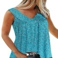thumbnail image 1 of Débardeurs Floraux d'Été pour Femmes Blouse Boho Col en V Grande Taille Blanc L, 1 of 7