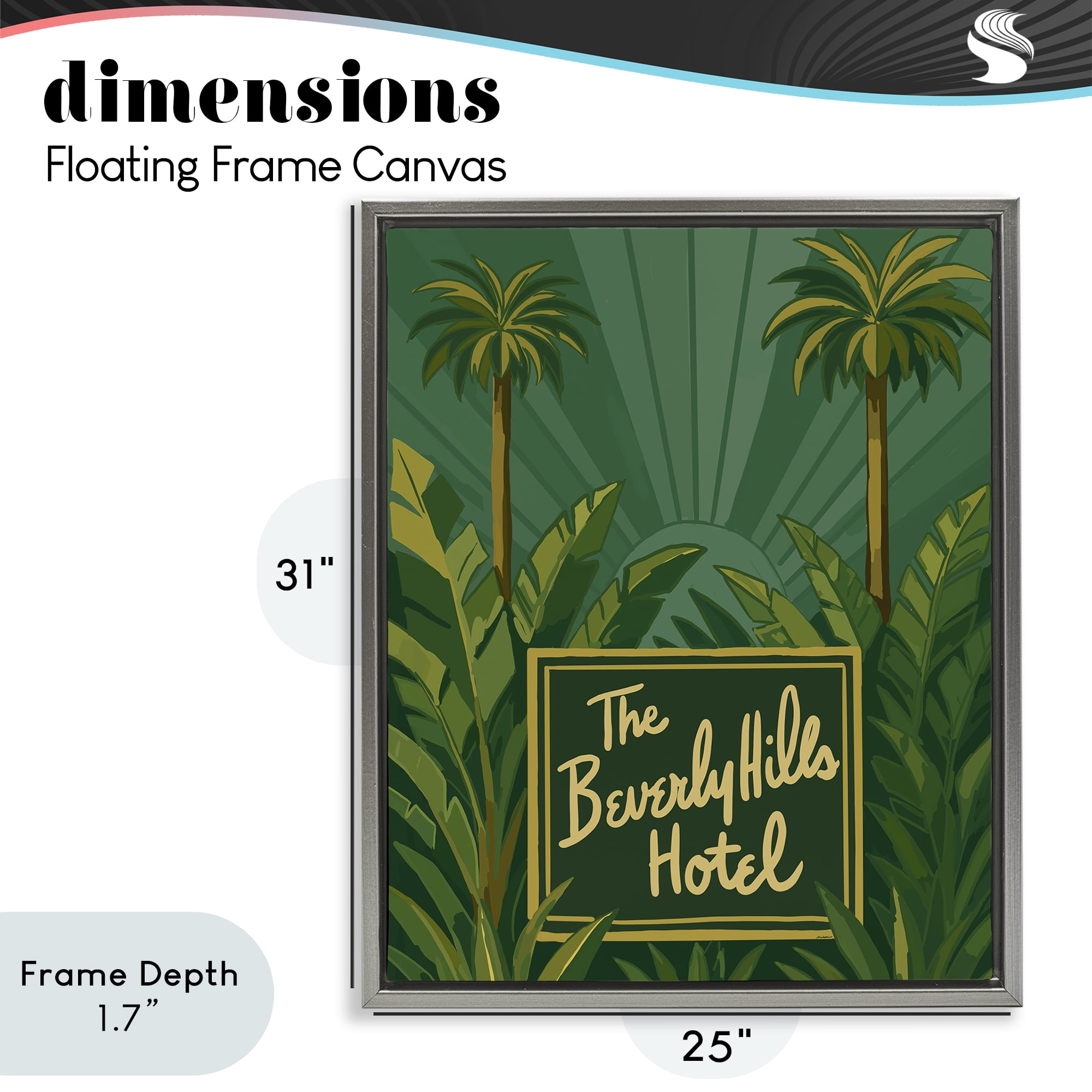 Stupell Industries Retro Beverly Hills Hotel Gray Framed Floater Canvas Wall Art, design by Amelia Noyes