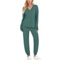 thumbnail image 3 of UVN Pajamas Sets for Women Long Sleeve Button Down Tops and Pants 2 Piece Outfit Fall Sleepwear Pjs Lounge Sets with Pockets, 3 of 9