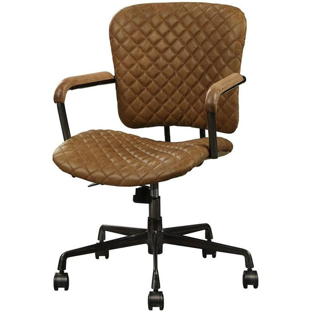 ACME Josi Leather Adjustable Swivel Office Chair in Coffee