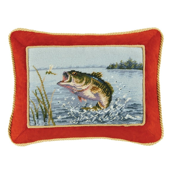Largemouth Bass Needlepoint Accent Pillow