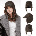 Comhats Mens Winter Cap Waterproof Faux Leather Aviator Pilot