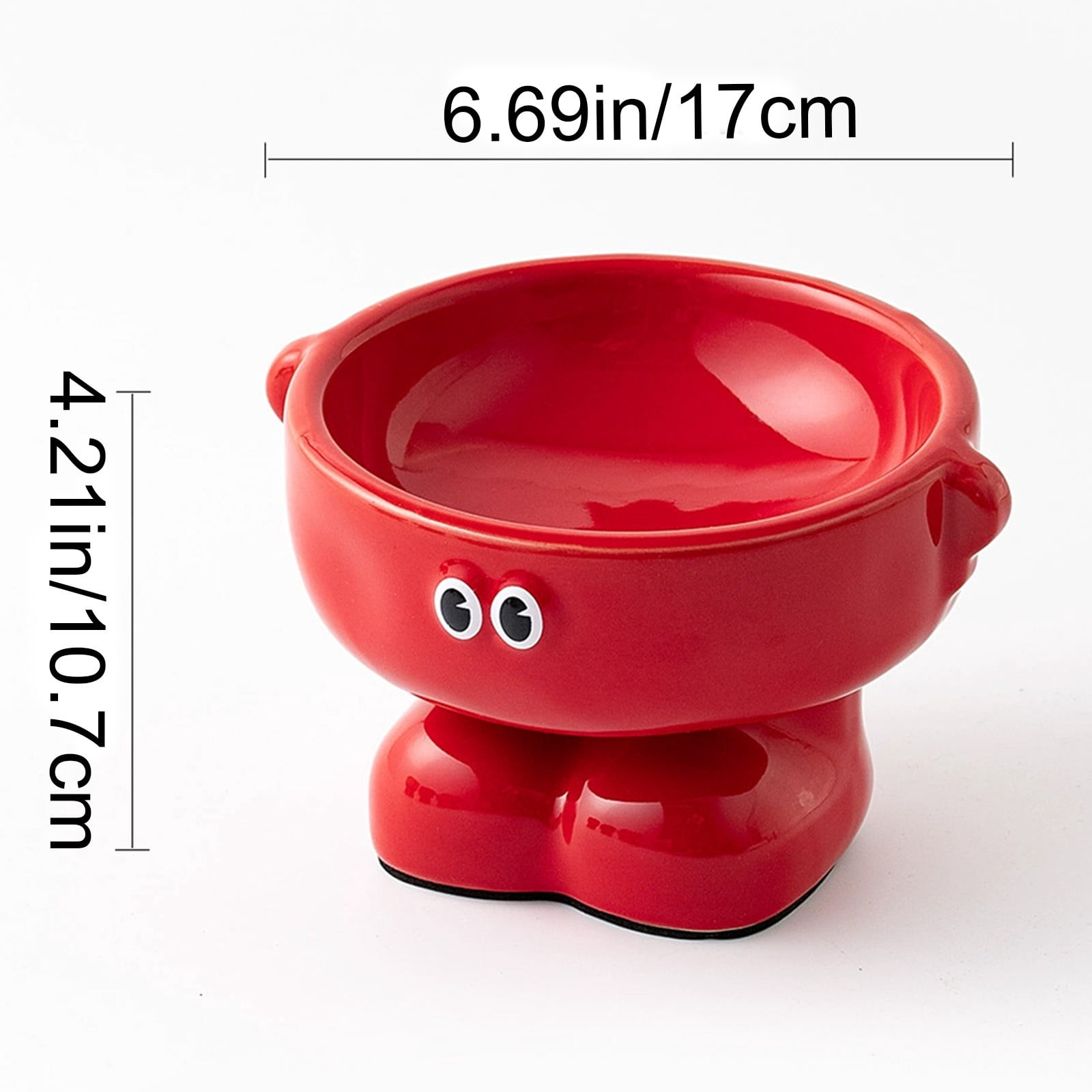 AURIGATE Ceramic Raised Cat Bowl, Elevated Spine Support Pet Dish, Easy Clean Water Food Bowl, 6.69x5.91x4.21 inches Red