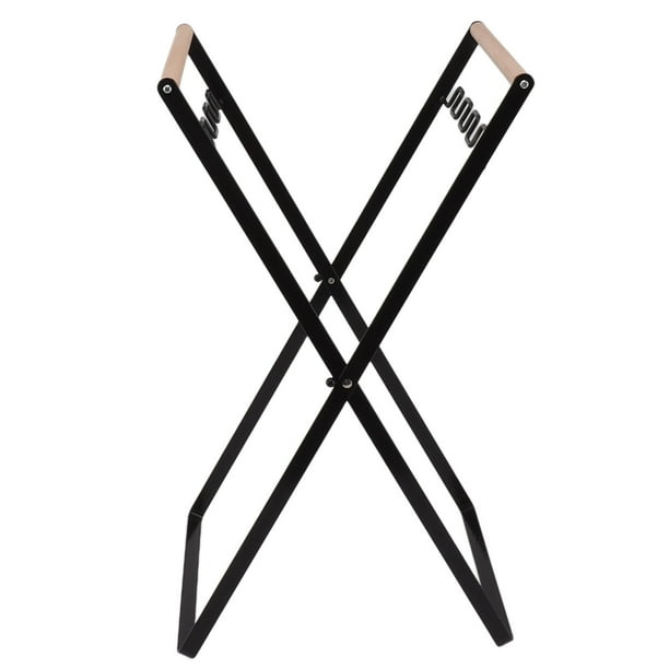 Soporte de hierro para bolsas de basura, plegable, para acampar, color negro