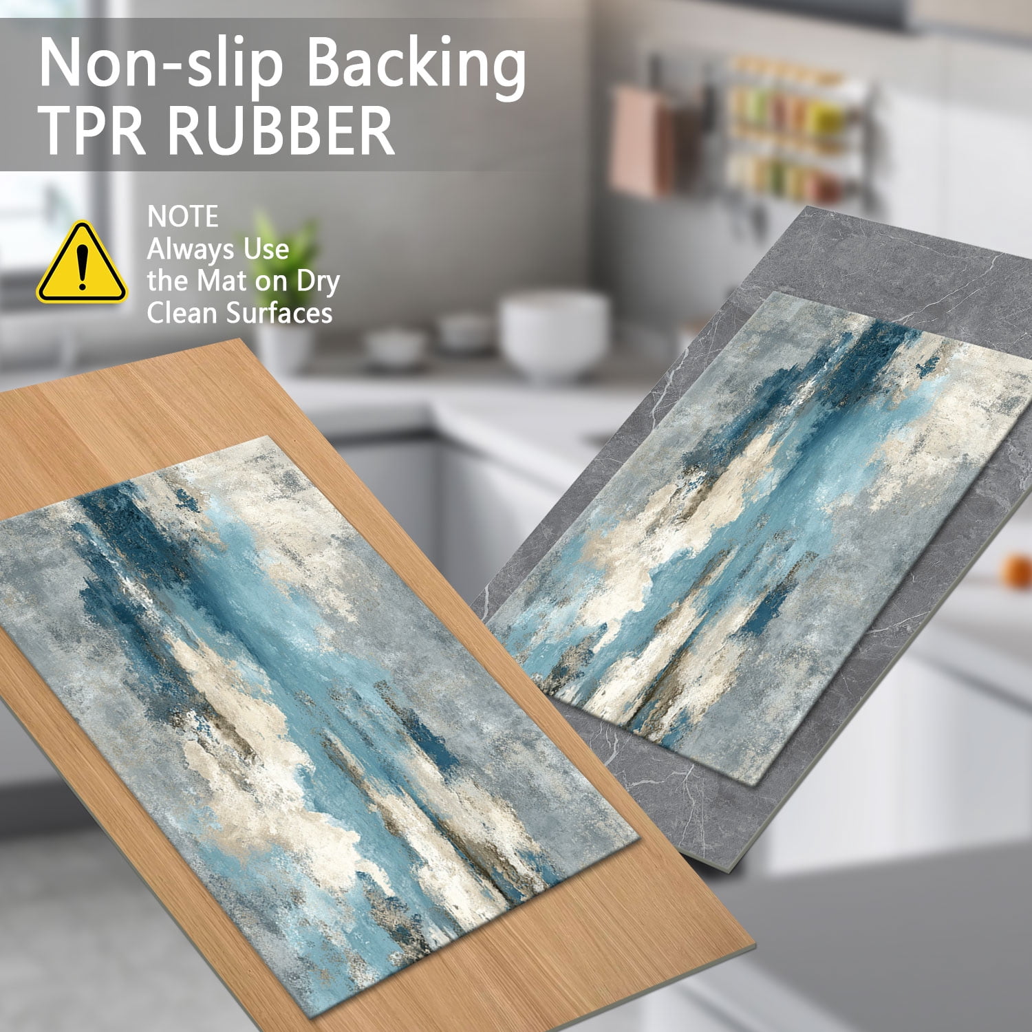 3 Piece Kitchen Rug Set, Non-Slip And Washable, Abstract Pattern Kitchen Hallway Rug, Soft And Comfortable, Suitable For Sinks, Floors, Entrances, Hallways and Bathrooms
