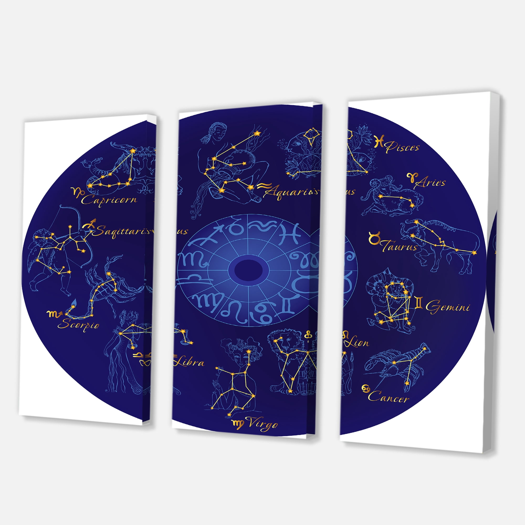 Designart ' Zodiac Signs and Zodiac With Constellations ' Modern Canvas Wall Art Print