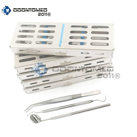 Steam Sterilization Autoclave - Odontomed2011® New Set Of 5 Each German Grade Dental Autoclave Sterilization Cassette Rack Box Tray For 5 Instruments+ 3 Piece Dental Set Free Odm