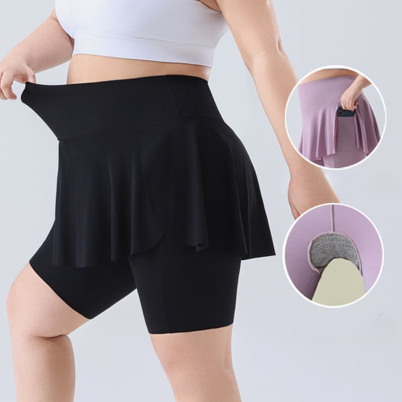Women Plus Size Yoga Short Skirt High Waisted Golf Skirts With Pockets Outdoor Casual Athletic Shorts