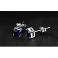 thumbnail image 5 of 2Ct Princess Cut Lab Created Blue Sapphire Stud Earrings 14K White Gold Plated, 5 of 5