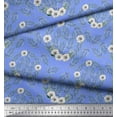 thumbnail image 3 of Soimoi Blue Cotton Duck Fabric Anemone & Leaves Printed Craft Fabric by the Yard 44 Inch Wide, 3 of 3