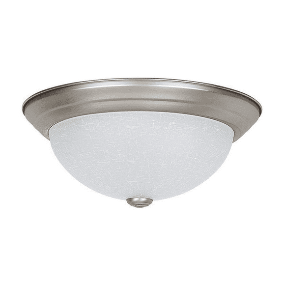 Sunset Lighting F7642-53 2-Light 13IN Flush Mount White Glass Satin Nickel