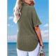 thumbnail image 3 of Camiseta de Gofre con Cuello en V y Corta para Mujer, Verde , XXXL, 3 of 4