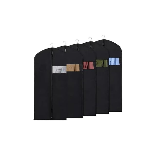 Protector de Ropa Colgante, Fundas para Ropa Anti-Polvo y Transpirable, Bolsas de Ropa Colgante, Portatraje Bolsas Cubrepolvos para Vestidos, Trajes, Faldas, Abrigos, Negro
