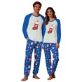 thumbnail image 2 of REORIAFEE Matching Pjs for Family Christmas 2 Piece Loungewear Long Sleeve Top and Pant Santa Graphic Soft Pajama Sleepwear Blue S-2XL, 2 of 8