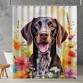 thumbnail image 2 of Welcome Spring Summer German Shorthaired Pointer Portrait Flower Blue Sky Shower Curtain GSP Lover Dog Gift Waterproof Bathroom Bathtub Curtain - 12001, 2 of 5
