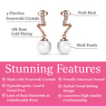 thumbnail image 2 of Cate & Chloe Ophelia 18k Rose Gold Plated Shell Pearl Earrings with Swarovski Crystals for Women, 2 of 6