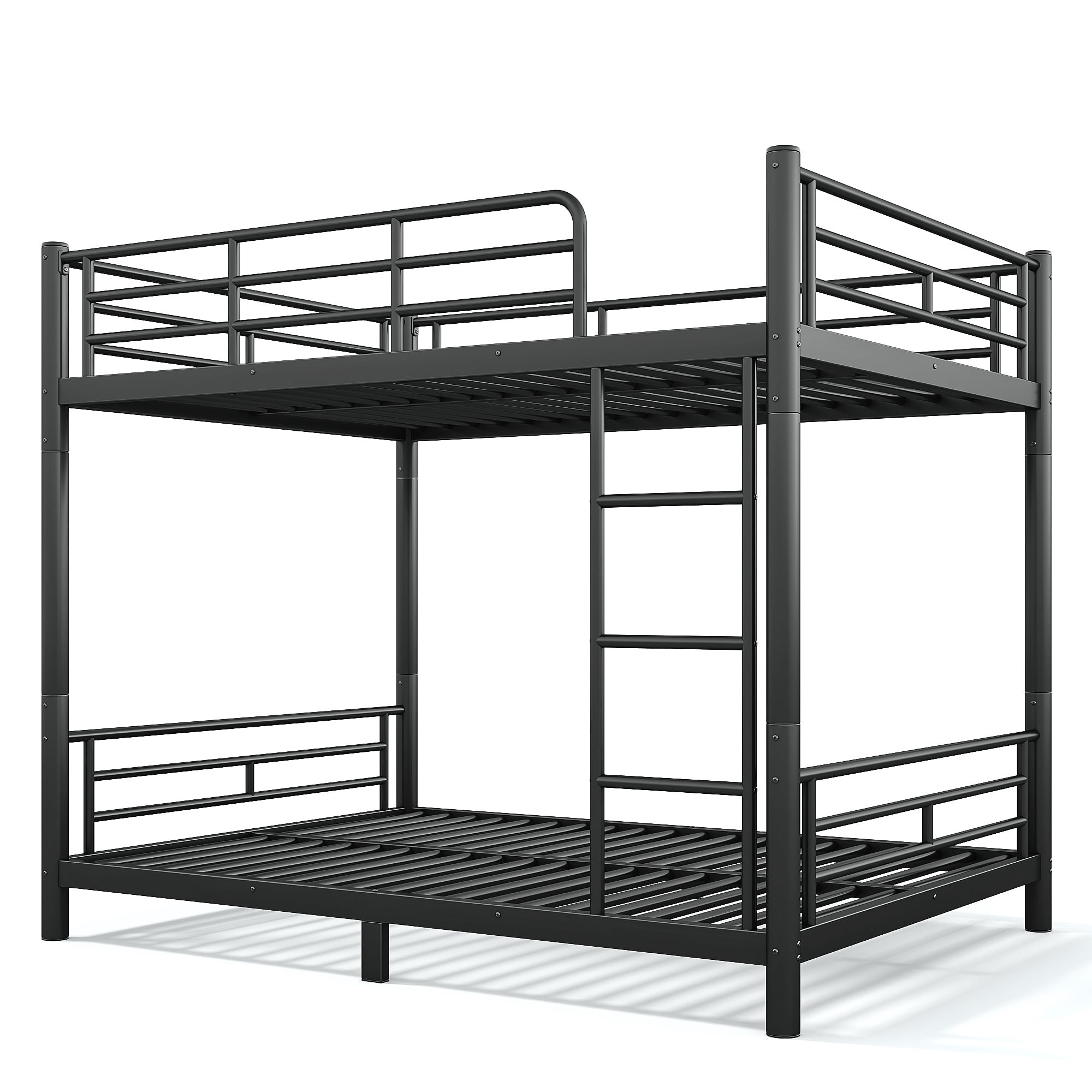 Full Metal Bunk Bed Converts to 2 Beds, Space-Saving Convertible Bed Frame for Teens Adults, No Box Spring, Black