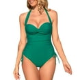 thumbnail image 2 of Gibobby Trajes de Baño Mujer Completo Traje de baño de color sólido para mujer de verano Traje de baño de moda Traje de baño Bikini de playa(Verde,XL), 2 of 4