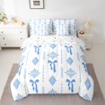 thumbnail image 2 of Feelyou Blue Ribbon Bow Comforter Set 7pcs, Mandala Aztec Abstract Full Bedding Set, 2 of 8